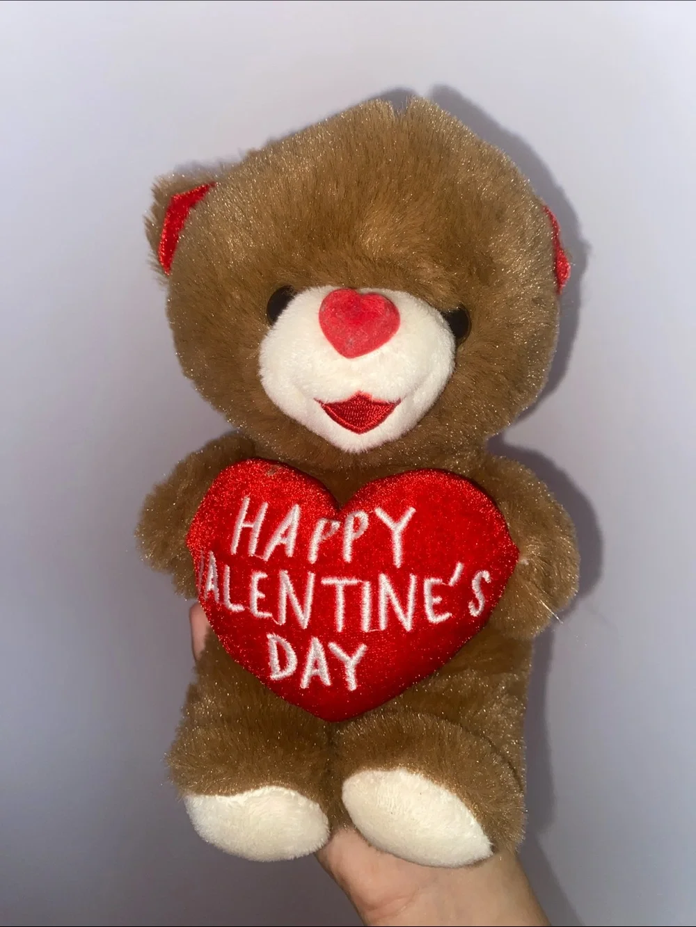 Valentine's Brown Teddy Bear Holding Red Heart